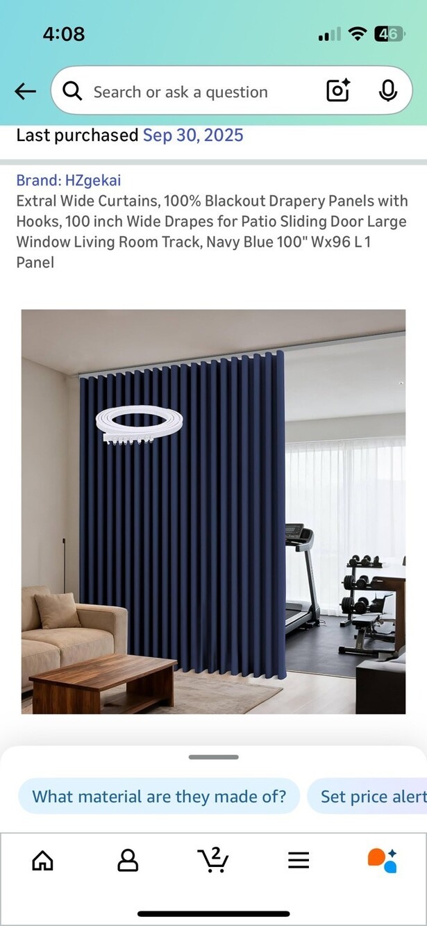 Extra Wide Blackout Curtain Panel 100" x 96" Navy Blue Room Divider Privacy